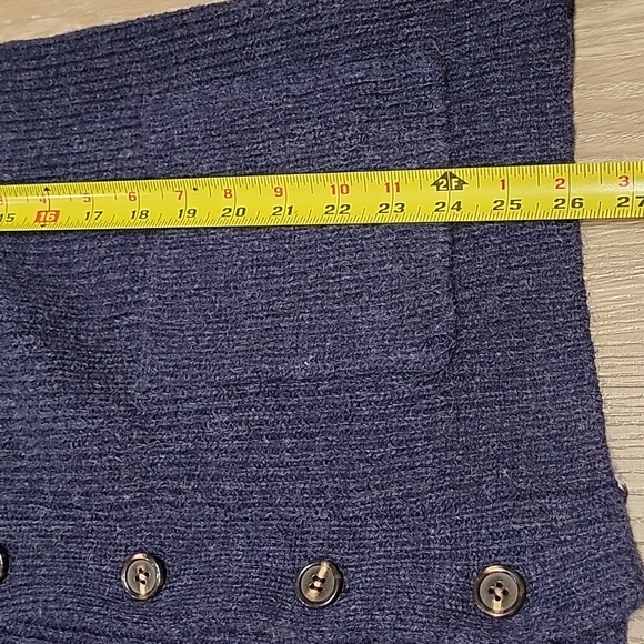 Navy Blue Dockside Shawl Cardigan Sweater-100 % Shetland Wool- Size Large - Picture 6 of 7